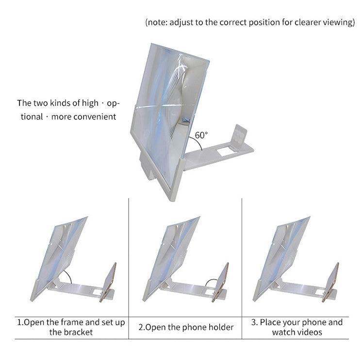 F3 14 inch Radiation Protection Universal Mobile Phone Screen Amplifier 3D HD Video Amplifier with Stand(White) - Screen Magnifier by PMC Jewellery | Online Shopping South Africa | PMC Jewellery