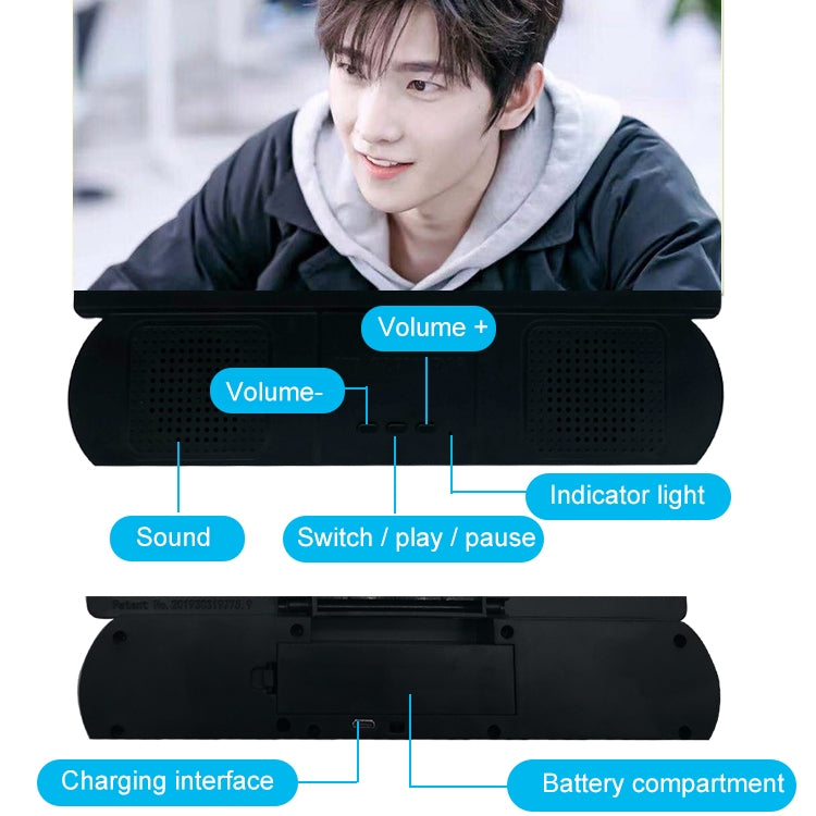 F9 10 inch Universal Chargeable Mobile Phone Screen Amplifier HD Video Amplifier with Silicone Suction Cup Stand & Bluetooth Speaker(White) - Screen Magnifier by PMC TechLife | Online Shopping South Africa | PMC TechLife