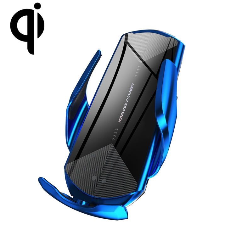 Q2 15W Universal Rotation Infrared Induction Magnetic Car Wireless Charging Mobile Phone Holder with Micro USB + 8 Pin + Type-C / USB-C Magnetic Connector(Blue) - Wireless Charger Holders by PMC TechLife | Online Shopping South Africa | PMC TechLife