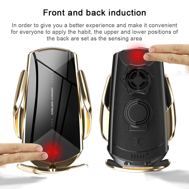 Q2 15W Universal Rotation Infrared Induction Magnetic Car Wireless Charging Mobile Phone Holder with Micro USB + 8 Pin + Type-C / USB-C Magnetic Connector(Blue) - Wireless Charger Holders by PMC TechLife | Online Shopping South Africa | PMC TechLife