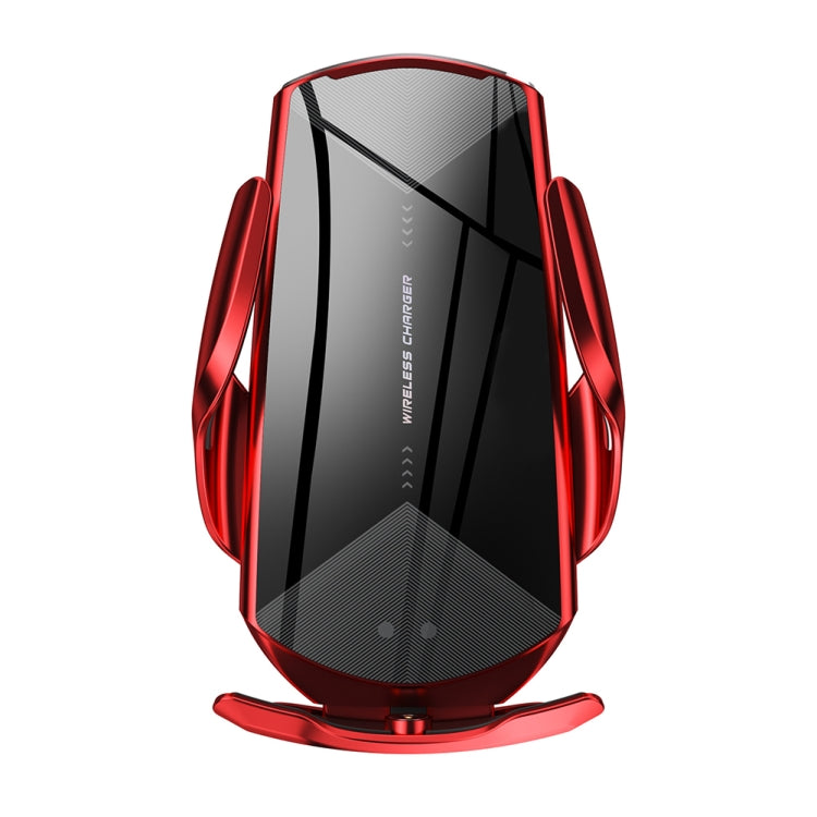 Q2 15W Universal Rotation Infrared Induction Magnetic Car Wireless Charging Mobile Phone Holder with Micro USB + 8 Pin + Type-C / USB-C Magnetic Connector(Red) - Wireless Charger Holders by PMC TechLife | Online Shopping South Africa | PMC TechLife