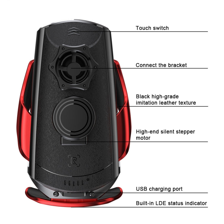 Q2 15W Universal Rotation Infrared Induction Magnetic Car Wireless Charging Mobile Phone Holder with Micro USB + 8 Pin + Type-C / USB-C Magnetic Connector(Silver) - Wireless Charger Holders by PMC TechLife | Online Shopping South Africa | PMC TechLife