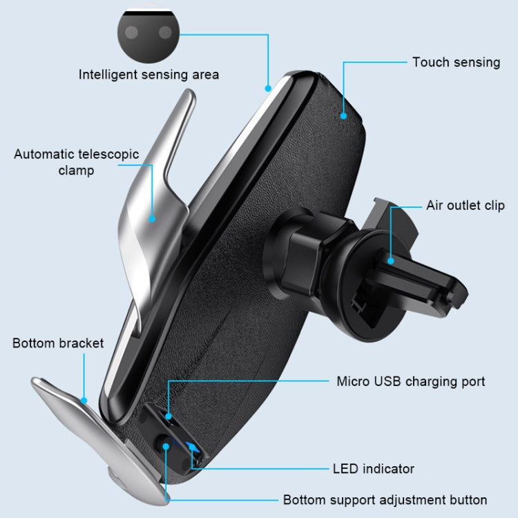 S7 15W QI 360 Degree Rotatable Infrared Induction Car Air Outlet Wireless Charging Mobile Phone Holder for 4.0-6.5 inch Mobile Phones(Silver) - free shipping - PMC TechLife - Order now!