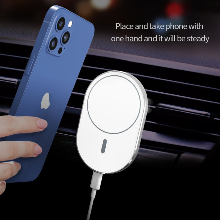 X19 Magsafe Car Air Outlet Vent Mount Clamp Holder 15W Fast Charging Qi Magnetic Wireless Charger(White) - free shipping - PMC TechLife - Order now!