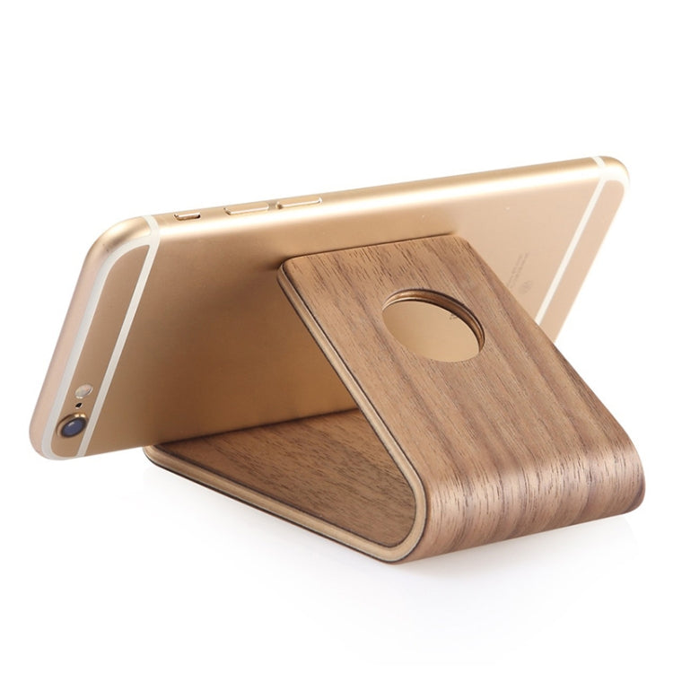 JS01 Wooden Desktop Phone Holder Universal Curved Wood Support Frame For Tablet Phones (Walnut) - Desktop Holder by PMC TechLife | Online Shopping South Africa | PMC TechLife