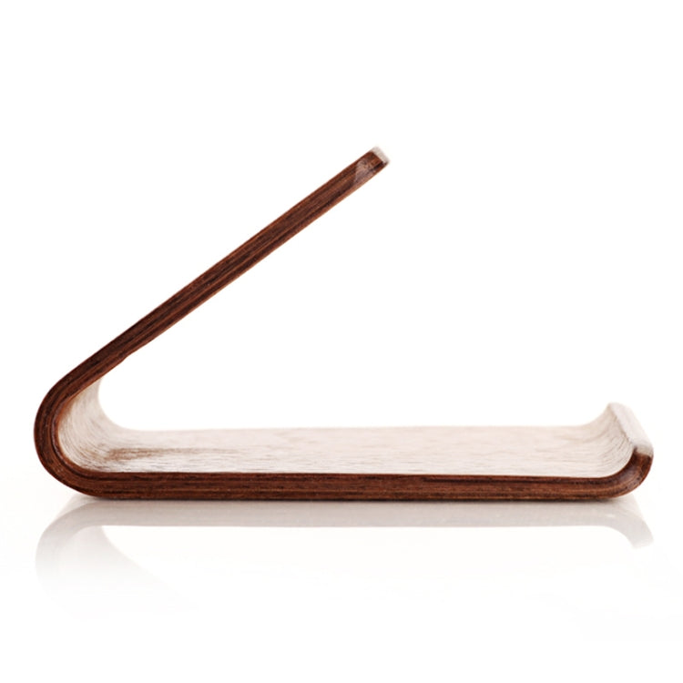 JS01 Wooden Desktop Phone Holder Universal Curved Wood Support Frame For Tablet Phones (Walnut) - Desktop Holder by PMC TechLife | Online Shopping South Africa | PMC TechLife
