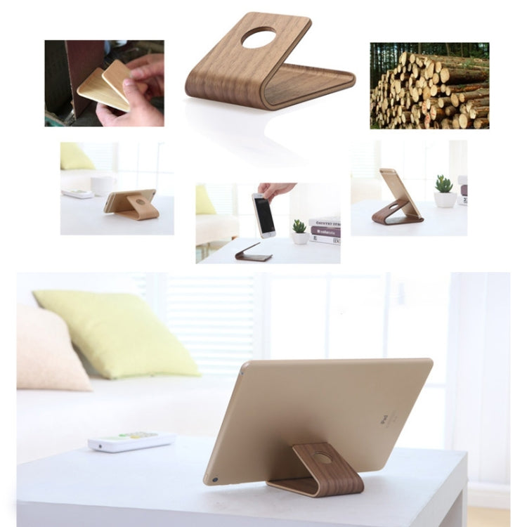 JS01 Wooden Desktop Phone Holder Universal Curved Wood Support Frame For Tablet Phones (Lindens) - Desktop Holder by PMC TechLife | Online Shopping South Africa | PMC TechLife