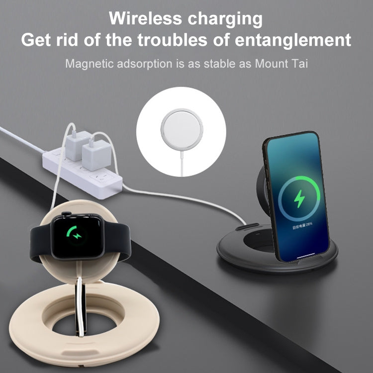 2 in 1 Silicone Desktop Wireless Charger Telescopic Stand For iPhone / Watch Wireless Charger (Gray Blue) - Desktop Holder by PMC Jewellery | Online Shopping South Africa | PMC Jewellery