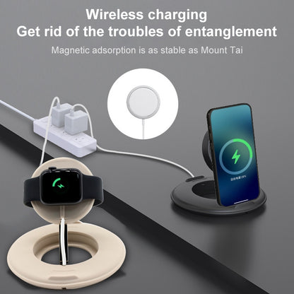 2 in 1 Silicone Desktop Wireless Charger Telescopic Stand For iPhone / Watch Wireless Charger (Gray Blue) - Desktop Holder by PMC Jewellery | Online Shopping South Africa | PMC Jewellery