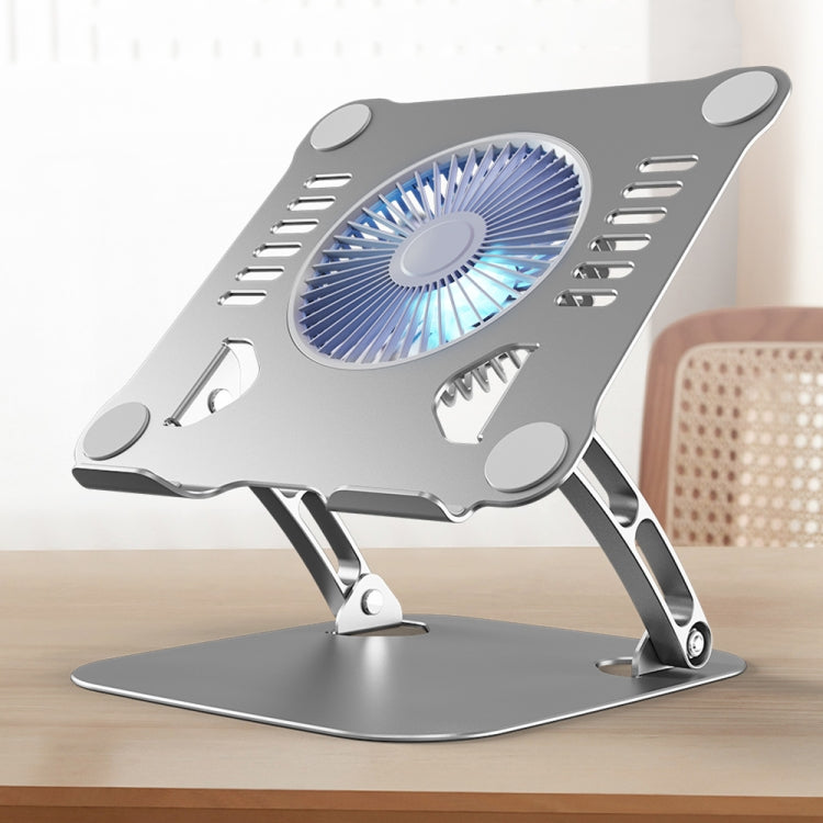 R-JUST HZ22 Dual-purpose Desktop Fan Aluminum Alloy Laptop  Bracket with Light(Silver) - free shipping - PMC TechLife - Order now!