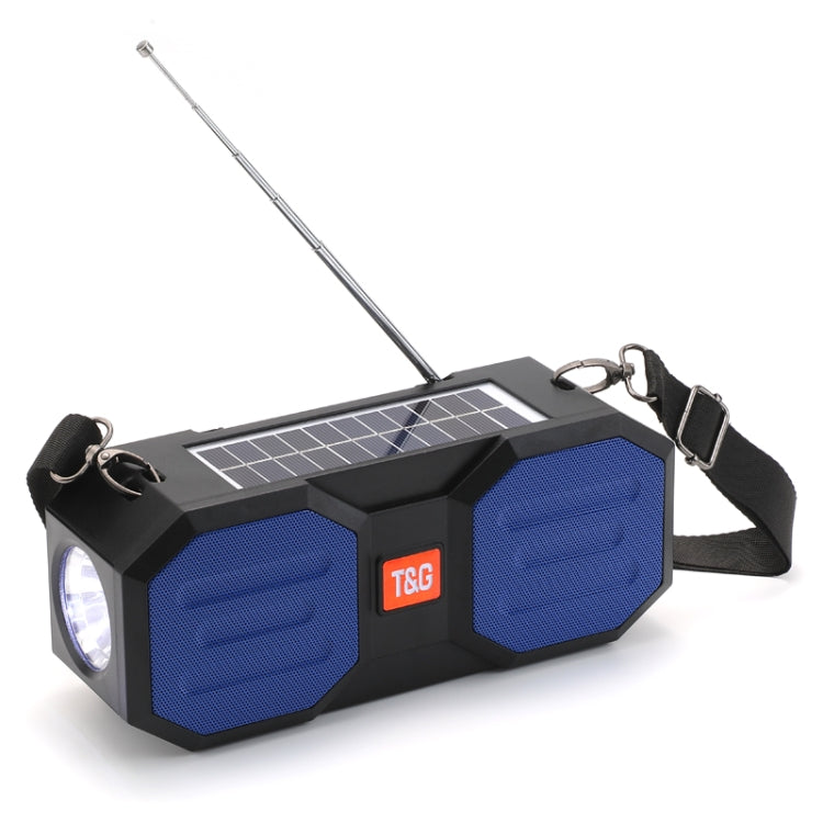 T&G TG634 Outdoor Solar Power Bluetooth Wireless Speaker with FM / Flashlight / TF Card Slot (Black Blue) - Desktop Speaker by T&G | Online Shopping South Africa | PMC Jewellery