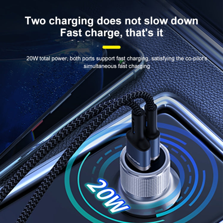 WK WP-C30 20W QC3.0 USB + PD UB-C / Type-C Interface Flash Series Car Fast Charger(Silver) - free shipping - PMC TechLife - Order now!