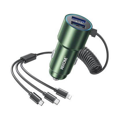 WK WP-C44 Pop Digital Series Ciahung 3-in-1 Cabled 33W Dual-USB Fast Car Charger (Green) - Car Charger by WK | Online Shopping South Africa | PMC Jewellery