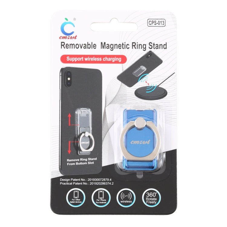 CPS-013 360 Degrees Rotate Freely Removable Magnetic Ring Stand Phone Holder, Support Wireless Charging(Blue) - Ring Holder by PMC Jewellery | Online Shopping South Africa | PMC Jewellery