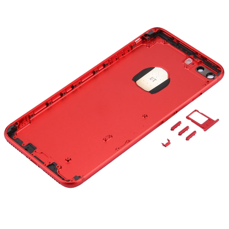 6 in 1 for iPhone 7 Plus (Back Cover (With Camera Lens)  + Card Tray + Volume Control Key + Power Button + Mute Switch Vibrator Key + Sign) Full Assembly Housing Cover(Red) - Back Cover by PMC TechLife | Online Shopping South Africa | PMC TechLife