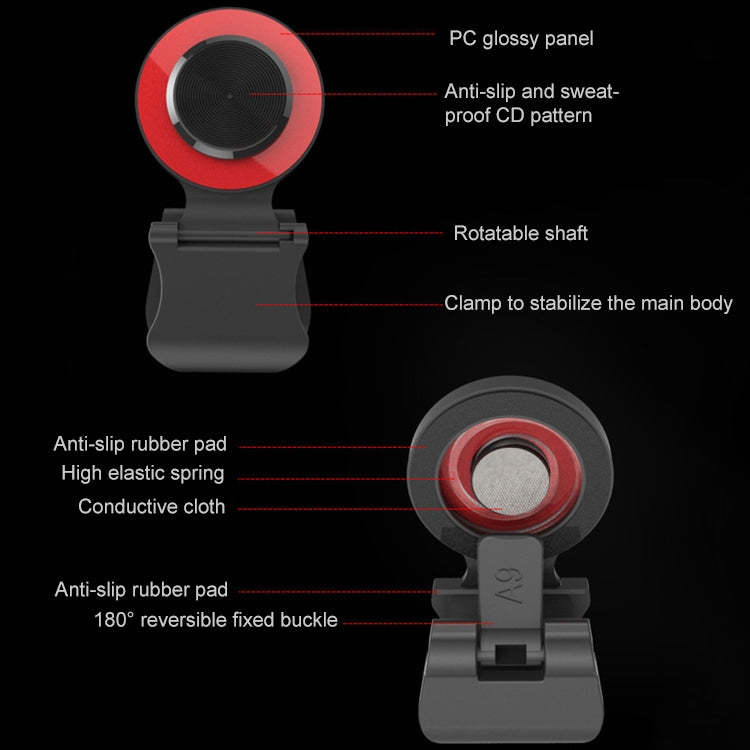 A9 Direct Mobile Clip Games Joystick Artifact Hand Travel Button Sucker with Ring Holder for iPhone, Android Phone, Tablet(Gold) - Handle Shooter by PMC TechLife | Online Shopping South Africa | PMC TechLife