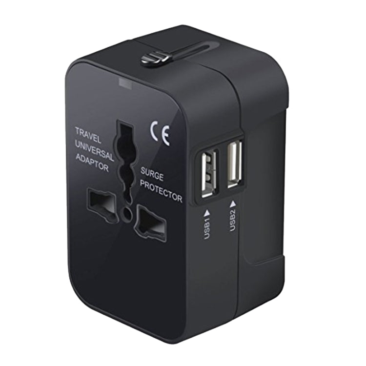 Portable Multi-function Dual USB Ports Global Universal Travel Wall Charger Power Socket, For iPad , iPhone, Galaxy, Huawei, Xiaomi, LG, HTC and Other Smart Phones, Rechargeable Devices(Black) - free shipping - PMC TechLife - Order now!