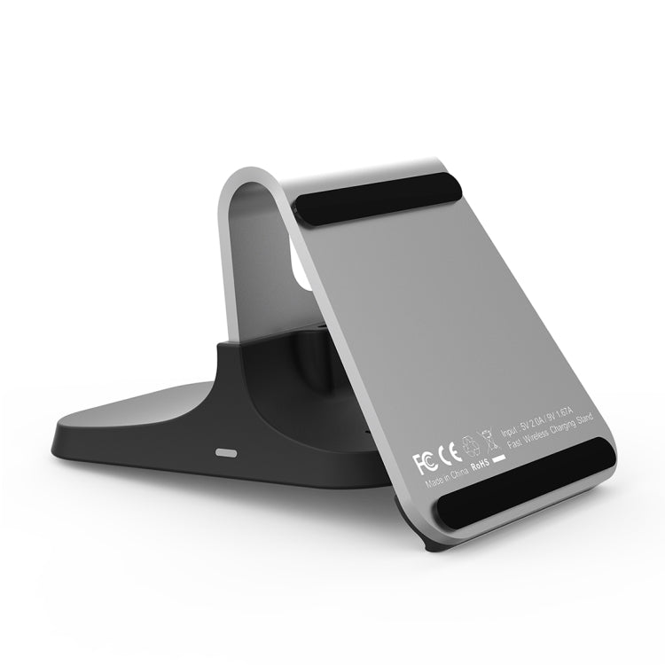 HAMTOD M5 15W Intelligent Dual Coil Design Qi Standard Holder Wireless Charger with Indicator Light, Support Fast Charging(Silver) - Wireless Charger by HAMTOD | Online Shopping South Africa | PMC TechLife | Buy Now Pay Later Mobicred