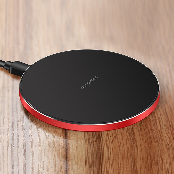 GY-68 Ultra-Thin Aluminum Alloy Wireless Fast Charging Qi Charger Pad(Black Red) - free shipping - PMC TechLife - Order now!