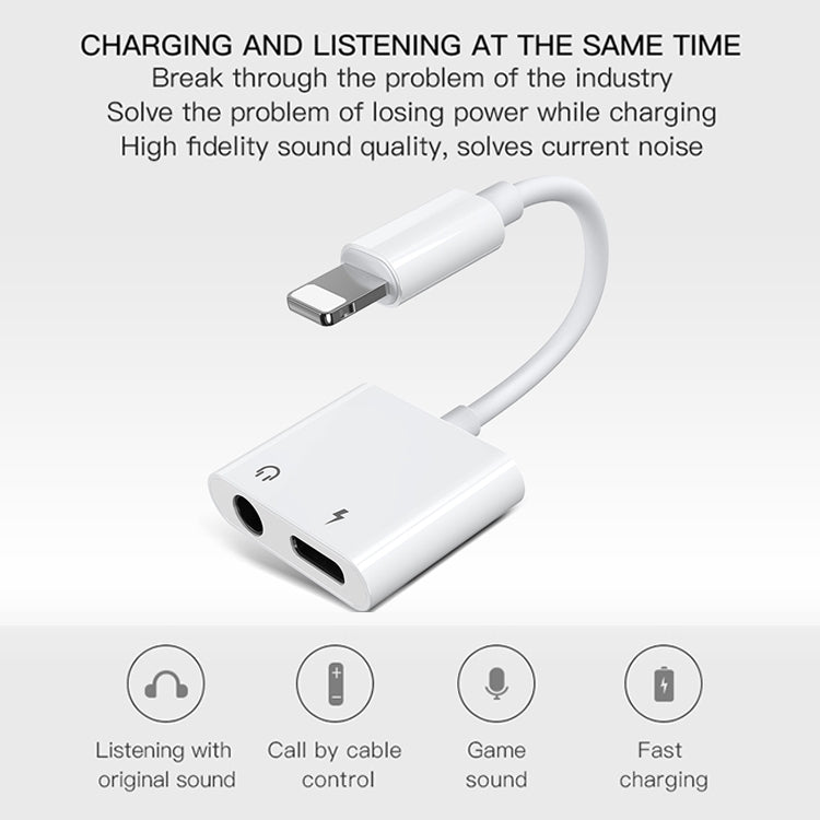 JOYROOM S-Y104 Ben Series Apple Dual Lightning Adapter, Length: 1.2m(White) - Earphone Adapter by JOYROOM | Online Shopping South Africa | PMC Jewellery