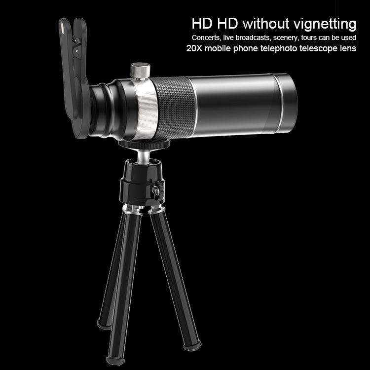 Universal 20X Mobile Phone HD Telephoto Telescope Lens with Tripod & Clip - Telescope & Microscope by PMC TechLife | Online Shopping South Africa | PMC TechLife