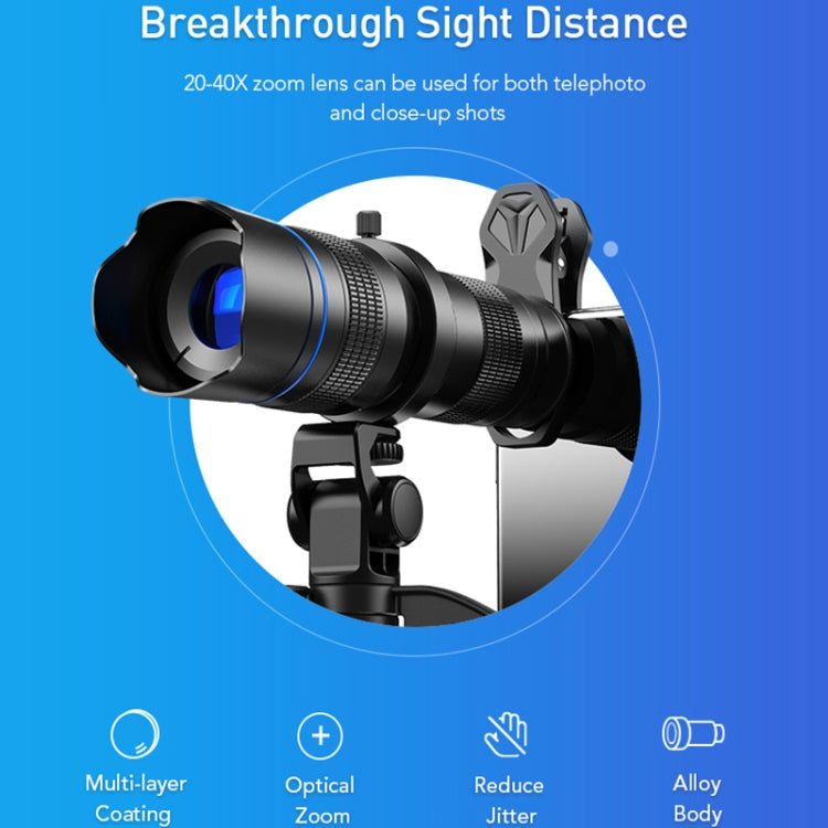 APEXEL APL-20-40XJJ04 20-40X HD External Dual-adjustment Zoom Telescope Universal Telephoto Phone Lens - Others Lens by APEXEL | Online Shopping South Africa | PMC TechLife