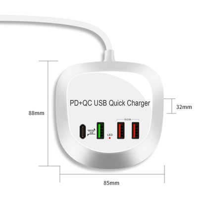 WLX-T3P 4 In 1 PD + QC Multi-function Smart Fast Charging USB Charger (US Plug) - Multifunction Charger by PMC Jewellery | Online Shopping South Africa | PMC Jewellery