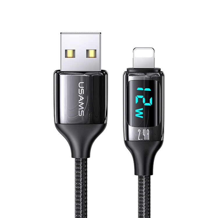 USAMS US-SJ543 U78 8 Pin Aluminum Alloy Digital Display Charging Data Cable, Length: 1.2m (Black) - Normal Style Cable by USAMS | Online Shopping South Africa | PMC Jewellery