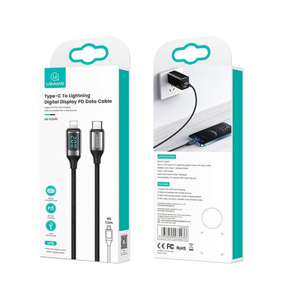 USAMS US-SJ545 U78 Type-C / USB-C to 8 Pin PD Aluminum Alloy Digital Display Fast Charging Data Cable, Length: 1.2m(White) - Normal Style Cable by USAMS | Online Shopping South Africa | PMC Jewellery