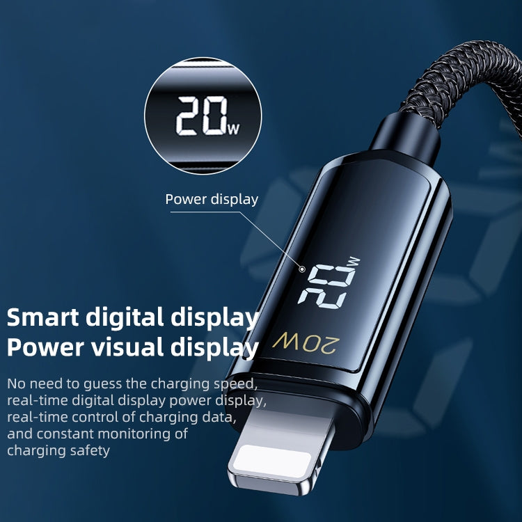 REMAX RC-128i 20W Type-C / USB-C to 8 Pin Intelligent Digital Display Zinc Alloy Braided Charging Data Cable, Length: 1.2m(Tarnish) - Normal Style Cable by REMAX | Online Shopping South Africa | PMC Jewellery