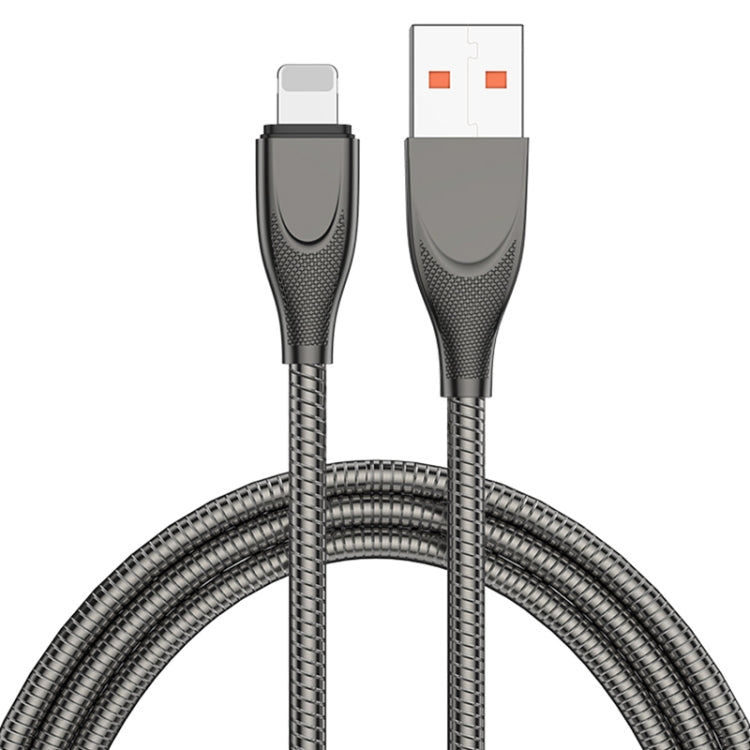 ADC-009 USB to 8 Pin Zinc Alloy Hose Fast Charging Data Cable, Cable Length: 1m (Gun Metal) - Normal Style Cable by PMC Jewellery | Online Shopping South Africa | PMC Jewellery