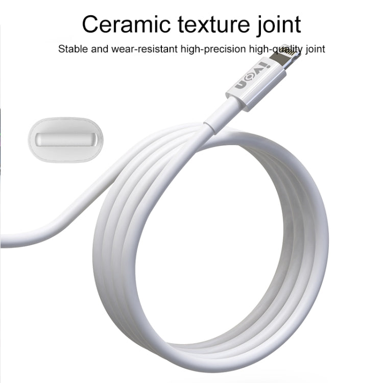 IVON CA70 8 Pin Fast Charging Data Cable, Length: 2m (White) - Normal Style Cable by IVON | Online Shopping South Africa | PMC Jewellery