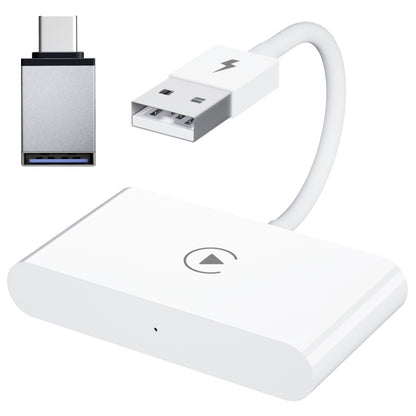 USB + USB-C / Type-C Wired to Wireless Carplay Adapter for iPhone(White) - Bluetooth Adapters by PMC Jewellery | Online Shopping South Africa | PMC Jewellery