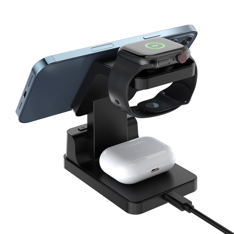 15W 4 in 1 Magnetic Clock Desktop Vertical Wireless Charger (Black) -  by PMC TechLife | Online Shopping South Africa | PMC TechLife