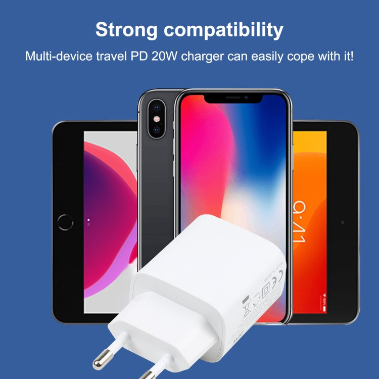 T087 20W USB-C / Type-C + USB Ports Fast Charging Travel Charger, EU Plug - USB Charger by PMC Jewellery | Online Shopping South Africa | PMC Jewellery