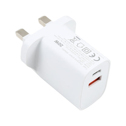 E087 20W USB-C / Type-C + USB Ports Fast Charging Travel Charger, UK Plug - USB Charger by PMC Jewellery | Online Shopping South Africa | PMC Jewellery