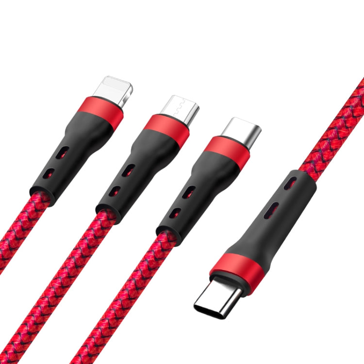 100W 6A Type-C to 8 Pin+Type-C+Micro USB Charging Data Cable, 1.3m(Red) - Multifunction Cable by PMC Jewellery | Online Shopping South Africa | PMC Jewellery