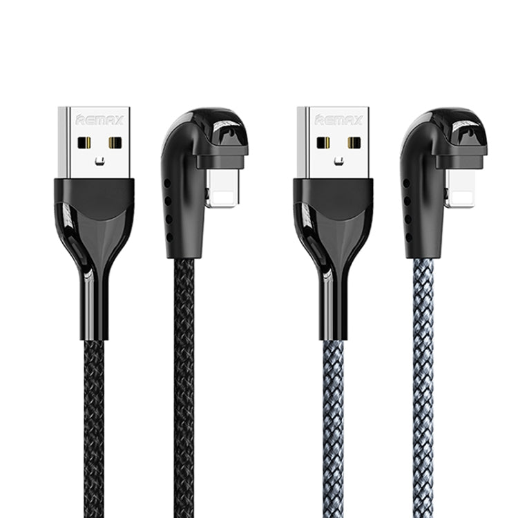 REMAX RC-177i Heymanba II 2.1A USB to 8 Pin 180 Degrees Elbow Zinc Alloy Braided Gaming Data Cable, Cable Length: 1m(Black) - free shipping - PMC TechLife - Order now!