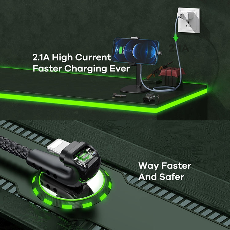 REMAX RC-177i Heymanba II 2.1A USB to 8 Pin 180 Degrees Elbow Zinc Alloy Braided Gaming Data Cable, Cable Length: 1m(Silver) - Normal Style Cable by REMAX | Online Shopping South Africa | PMC TechLife