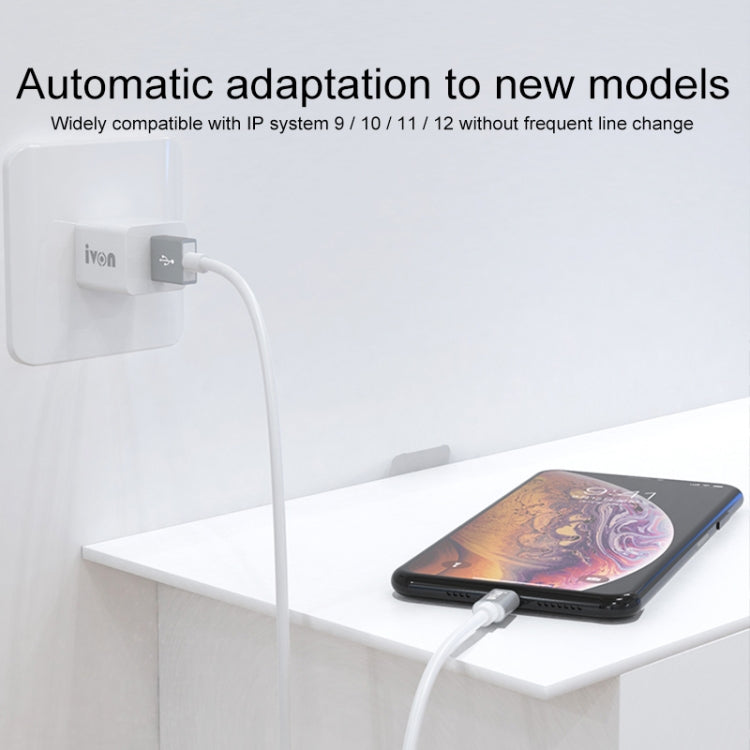 IVON CA73 2.4A 8 Pin Fast Charging Data Cable, Length: 2m(White) - Normal Style Cable by IVON | Online Shopping South Africa | PMC TechLife | Buy Now Pay Later Mobicred