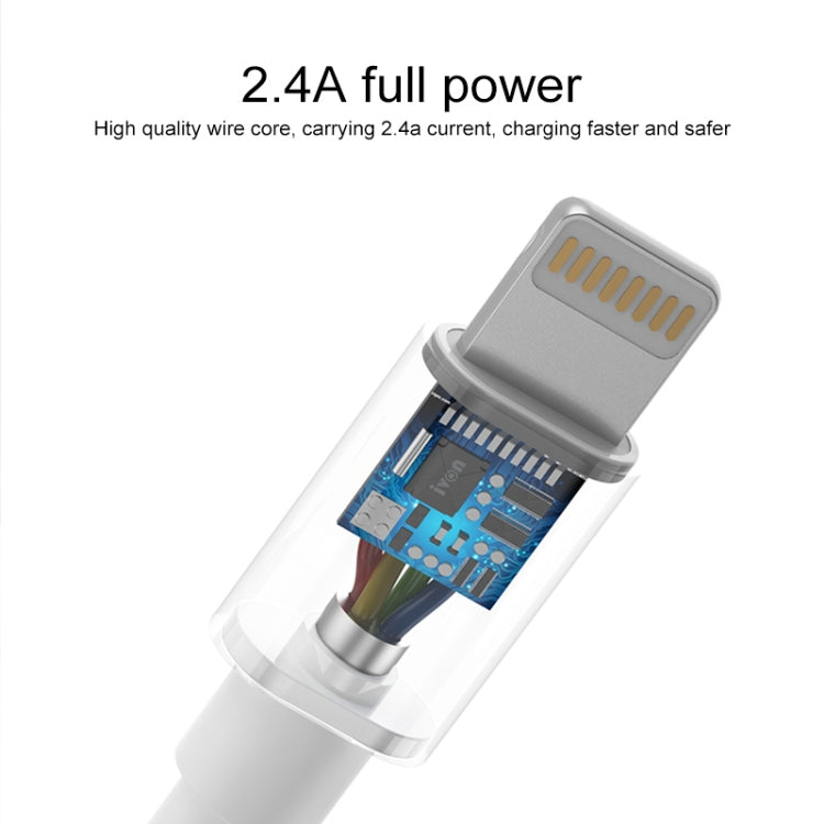 IVON CA73 2.4A 8 Pin Fast Charging Data Cable, Length: 2m(White) - Normal Style Cable by IVON | Online Shopping South Africa | PMC Jewellery