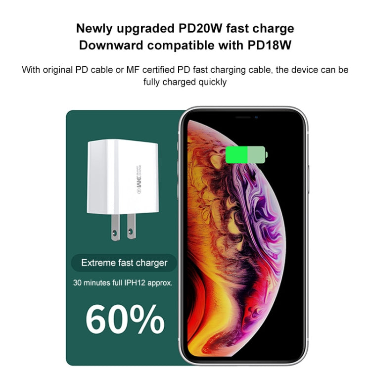 WK WP-U53 QC3.0 Charger 20W USB Type-C Maxspeed PD Fast Charger(UK Plug) - free shipping - PMC TechLife - Order now!