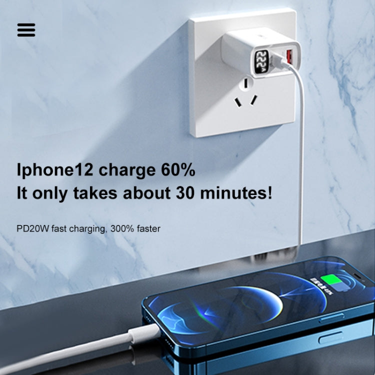 WK WP-U109 Max 20W USB + Type-C Fast Charging with Digital Display , Plug Type: US Plug - USB Charger by WK | Online Shopping South Africa | PMC Jewellery