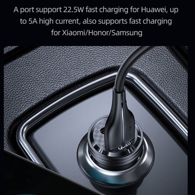 USAMS US-CC175 C35 45W Aluminum Alloy Transparent Dual USB Port Mini Car Charger (Black) - Car Charger by USAMS | Online Shopping South Africa | PMC TechLife | Buy Now Pay Later Mobicred