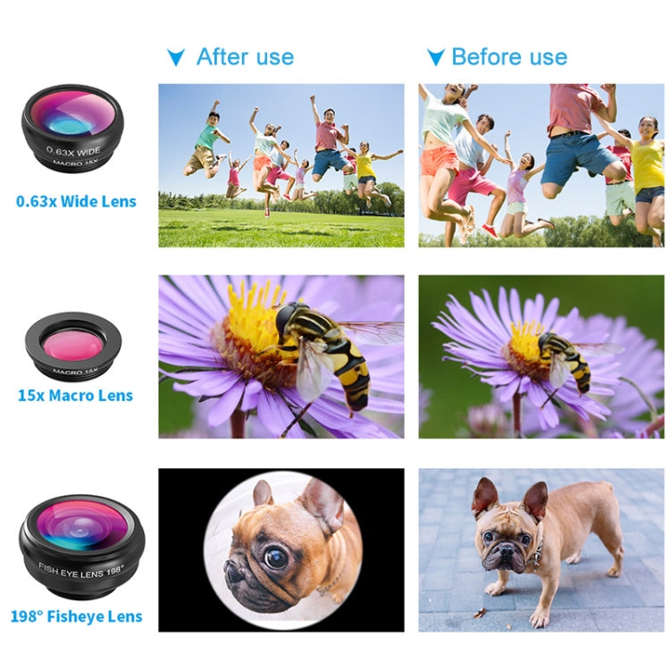 APEXEL APL-T18XBZJ5 4 in 1 18X Telescope + 0.63X Wide Lens + 198 Degrees Fisheye Lens + 15X Macro Lens Universal External Camera Phone Lens - Combination Lens by APEXEL | Online Shopping South Africa | PMC TechLife