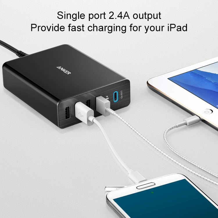 ANKER 2.4A USB-C / Type-C Power Delivery PD + 4 Ports Wall Changer for Mobile Phones / Tables / Macbooks(Black) - Multifunction Charger by ANKER | Online Shopping South Africa | PMC Jewellery