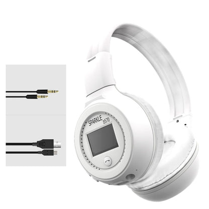 ZEALOT B570 Stereo Wired Wireless Bluetooth Subwoofer Headset with LED Color Screen Design & HD Microphone & FM, For Mobile Phones & Tablets & Laptops, Support 32GB TF Card Maximum(White) - Headset & Headphone by ZEALOT | Online Shopping South Africa | PMC Jewellery