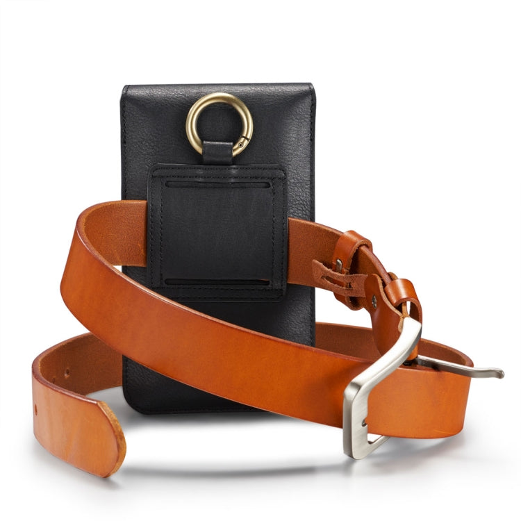 DG.MING Universal Cowskin Leather Protective Case Bag Waist Bag with Card Slots & Hook, For iPhone, Samsung, Sony, Huawei, Meizu, Lenovo, ASUS, Oneplus, Xiaomi, Cubot, Ulefone, Letv, DOOGEE, Vkworld, and other Smartphones Below 6.5 inch(Black) - More iPhone Cases by DG.MING | Online Shopping South Africa | PMC TechLife | Buy Now Pay Later Mobicred