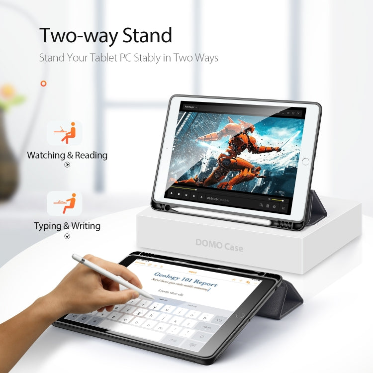 For iPad 10.2 DUX DUCIS Domo Series Horizontal Flip Magnetic PU Leather Case with Three-folding Holder & Pen Slot & Sleep / Wake-up Function (Black) - iPad 10.2 Cases by DUX DUCIS | Online Shopping South Africa | PMC TechLife | Buy Now Pay Later Mobicred