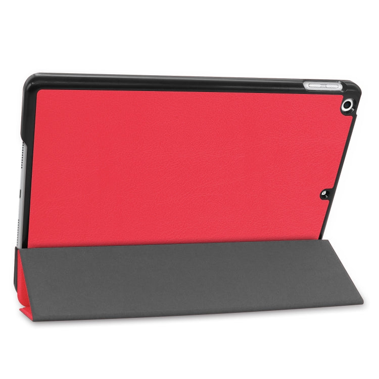 For iPad 10.2 Custer Texture Horizontal Flip Smart PU Leather Case with Sleep / Wake-up Function & Three-folding Holder (Red) - iPad 10.2 Cases by PMC Jewellery | Online Shopping South Africa | PMC Jewellery